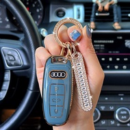 Suitable for Audi a6l Car Key Cover 21 New a3 Key Case q7 A7 High-End Q8a4lRS High-End Round Buckle 