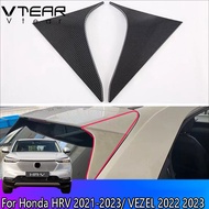 Vtear For Honda HRV 2021-2023 / VEZEL 2022 2023 HR-V Auto ABS chrome plated accessories Rear window triangular Carbon fiber pattern decorative sheet External modification parts