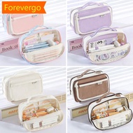 【Forever】 Transparent Magnetic Standable Pencil Case Large Capacity Stationery Bag Ins Style High Va