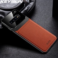 KEYSION Shockproof Case for Samsung Galaxy S10 Plus S10e S9 S8 Leather Mirror Glass Phone Cover For Samsung Note 10 Plus