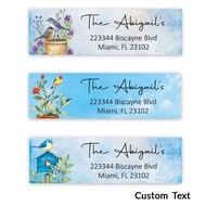 (100-1000 ชื่อป้าย) สติกเกอร์ติดที่อยู่คืนขนาด 0.75 นิ้ว * 2.5 นิ้ว ลายดอกไม้ - สุดวิจิตรหรู กระดาษม