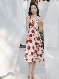 [พร้อมส่ง] #2233-กระโปรงผู้หญิงทรงยาว ลายดอกไม้ สีสวย ผ้าดี พร้อมส่งที่ไทย