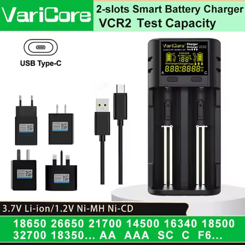 VariCore VCR2 Smart Battery Charger Test Capacity for 3.7V Li-ion 18650 21700 26650 18350 3.2V LiFeP