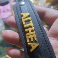 PERSONALIZED BLACK LEATHER KEYCHAIN WITH UP TO 8LETTERS