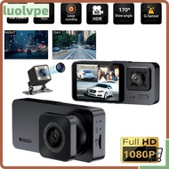 LUOLVUO Car DVR, IR Night Vision HD Recording Vehicle Recorder,  3 Channels 360° View Car Dashcam Dr