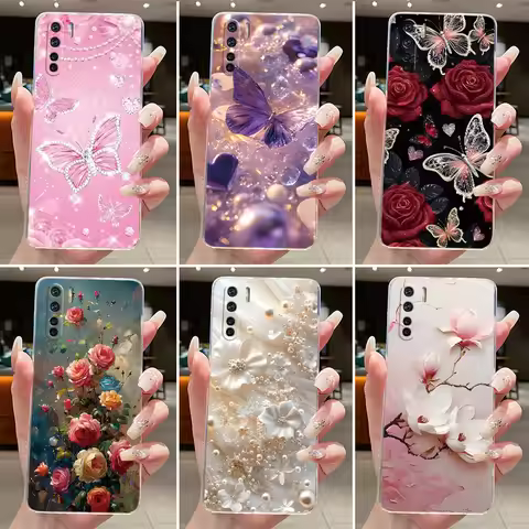 Case For OPPO Reno 3 Casing CPH2043 OPPO F15 Fashion Butterfly Flowers Clear Soft Silicone Phone Cov