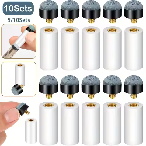 5/10 Sets of Billiard Cues Tips Replacement with Pool Cue Stick Ferrules Billiard Cues Tips Screw on