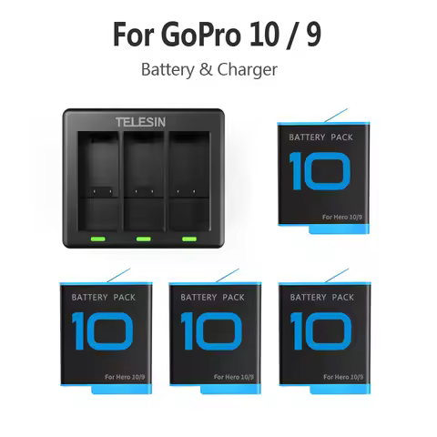 4pcs Accessories For GoPro 10 Battery Rechargeable Battery and Fast Smart Batteries Charger For GoPr