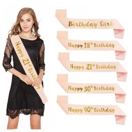 Rose Gold Happy Birthday Sash 18th 21st 30th 40th 50th 60th Birthday Girl for Party Decoration Mom F
