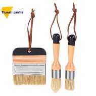 3Pack Chalk and Wax Paint Brushes Bristle Stencil Brushes for Wood Furniture Home Wall Decor