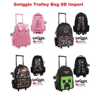 Smiggle Backpack Trolley SD Unicorn Push Trolley Bag mini mouse minecraft