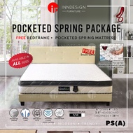 [INNDESIGN.SG] 10 Inch Queen Size Thick Individual Pocketed Spring Mattress Free Bedframe n Pillows (Fully Assembled and Free Delivery)(Single/Super Single/Queen/King)