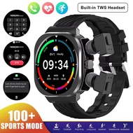 2 in 1 Smart Watch GPS Tracker Compass Built in Headphones Bluetooth Call Smartwatch Health Monitor 