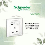 [SIRIM] Schneider Electric Vivace White , KB15USB_WE_G11 13A 1G SWITCH SOCKET WITH 2.1A USB