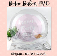 KOREAN BALON TRANSPARAN PVC BOBO BALON 18 / 24 / 36 INCH BALON BOBO STIK HATI BIRU MERAH BUKET