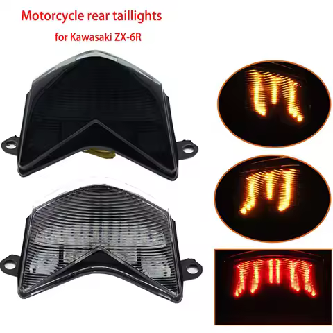 Motorcycle Integrated LED Rear Tail Light Brake Turn Signals Lamp For KAWASAKI Ninja ZX 636 6R 6RR Z