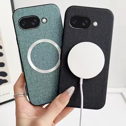 Magsafe Magnetic Plain Leather Case For Pixel 9A Google pixel 9 pro xl pixel9 pixel 8a 8 7 7a Cloth 