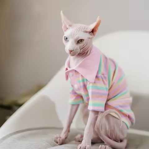 Summer Cotton Pet Cat Clothes for Cats Gotas Mascotas Clothing Sweet Stripe Puppy Sphynx Cat Katten 
