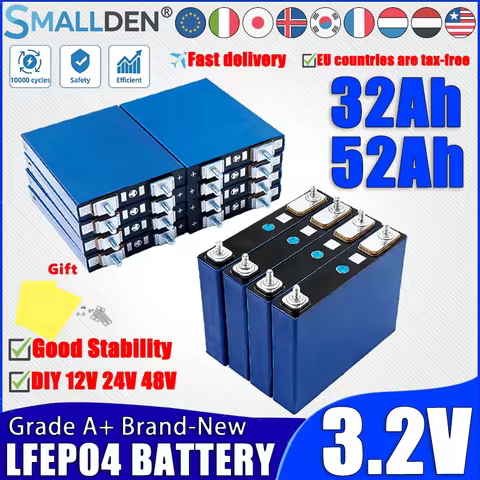 3.2V 32Ah 52Ah Lifepo4 battery 4S, DIY 12V 24V 48V, suitable for high discharge rate of solar energy