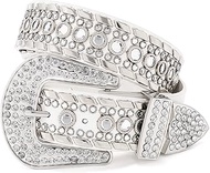 Rhinestone Belt for Men and Women, Bling Western Cowgirl Cowboy Studded Leather Belt, Shiny Waist Be