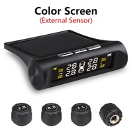 NEWS TPMS Wireless Tire Pressure Monitoring System Solar Power Clock LCD Display 4 External Sensor T