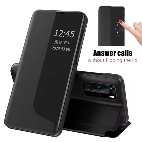 Flip Cover For Huawei P30 P20 Pro Mate 60 30 20 Pro Honor Magic 3 Pro Window View Smart Sleep Awake 