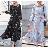 Ready Stock Muslimah Women Dresses Long Sleeve Dresses Muslim Wear Baju Raya Basic Jubah Wanita Pakaian