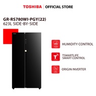 Toshiba GR-RS780WI-PGY(22) 623L Side-By-Side Door Inverter Refrigerator / Freezer / Fridge / Peti Se
