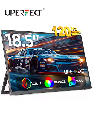 UPERFECT 18.5" 120Hz Portable Monitor 100% sRGB 1080P FreeSync IPS Speakers USB C Mini HDMI Gaming D