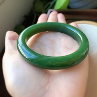 經典正裝滿色菠菜綠收藏級精品天然和田碧玉手鐲料子油潤