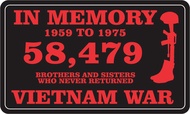 Military Vet Shop US Army in Memory 58,479 Vietnam War Window Bumper Sticker Decal 3.8"