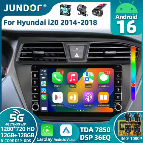 Android 16 For Hyundai i20 2 II GB 2014 - 2018 Monitor Screen TV Multimedia Autoradio Navigation Ste
