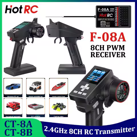 HOTRC Radio Remote Control CT-8A/CT-8B 8CH 2.4GHz FHSS Transmitter 8CH F-08A PWM Receiver for RC Mod
