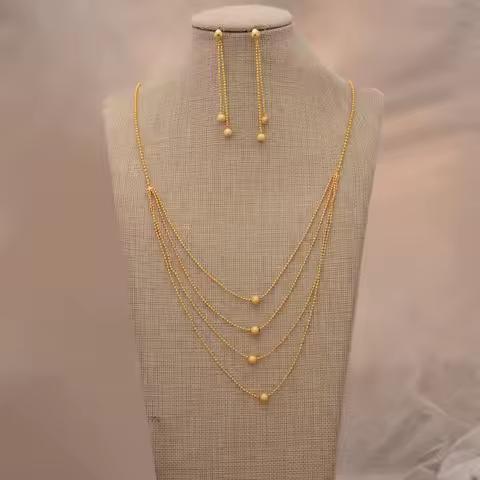 Dubai Ball Gold Color Jewelry Sets For Women/Girls Beads Necklace Earrings Ethioipian African Indian