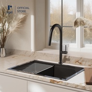 [Kitchen Bundle] RIGEL Scratch Resistance Kitchen Sink SNK7544SB-LINEN-250 + Kitchen Pull-out Faucet