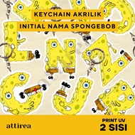 GANTUNGAN Acrylic Initial Keychain - Spongebob | Cute Cartoon Initial Souvenir Keychain