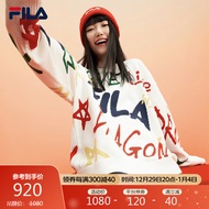 FILA 斐乐官方龘龘龙新年款情侣编织2024春撞色趣味手写体图案毛衣