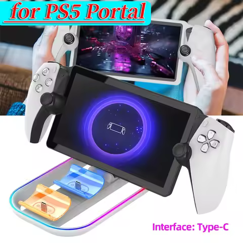 3in1 Charging Dock Station for PlayStation Portal Game Console RGB Stand Holder with Cable Charger f