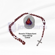 ROSARY 77 OUR FATHERS CHOCOLATE FRAGRANT WOOD ROUND CONTAINER