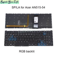 ละตินสเปนแบ็คไลท์ RGB แป้นพิมพ์สำหรับ Acer ไนโตร5 AN515-54 AN515-43-44 AN517-51 52 AN715โน๊ตบุ๊ค PK132K11A03แป้นพิมพ์เรืองแสง