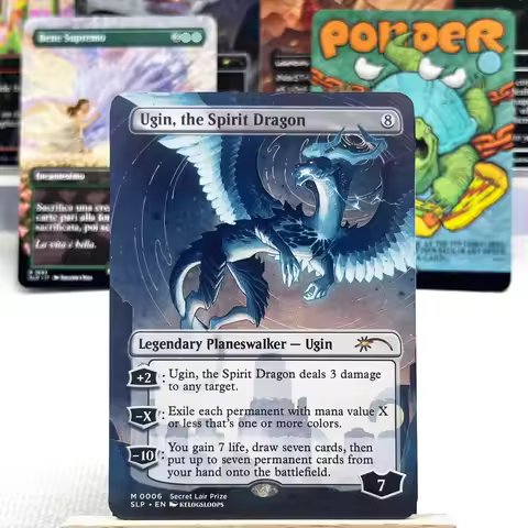 MH3 SLD HOLO8-02 TCG Cards for Home Play Proxy Teferi's Protection Ugin, the Spirit Dragon Wrenn and
