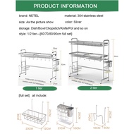 ◊▽NETEL Kitchen Organizer 1/2 Tier Dish Drainer Rack Stainless Steel Over Sink Dish Drying Rack