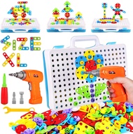 Educational Toys Building Blocks, 244 Pieces Electric Screwdriver DIY Building Toys for Boys and Gir
