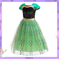 Xie Dress Princess Anna Frozen Green Cosplay Costume Birthday Clothes