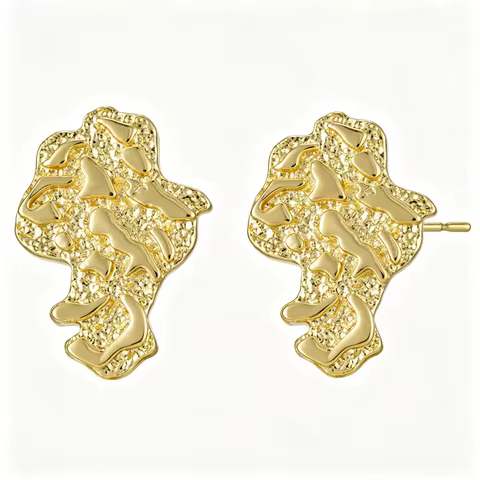 Rough Textured Nugget Earrings For Men Women Cookie Surface Hip Hop African Stud Unisex Punk Design 