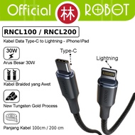 Robot RNCL100 1M / RNCL200 USB-C to Lightning Braided Data Cable Fast Charging 27W 100CM