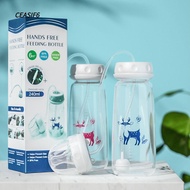 CEASIF6 Hands-Free Baby Bottle, 8oz/240ml Gravity Ball Feeding Bottle Set, Normal-Neck with Straw Br