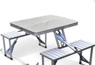 โต๊ะพกพา โต๊ะสนาม อลูมิเนียม แบบพกพา พร้อมเก้าอี้ 4 ตัว ขนาด 85x67x66 cm