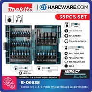 MAKITA E-06638 IMPACT BLACK SCREW BIT X 35PC  1/4" HEXAGON  C-FORM &  E-FORM  ( E06638 )