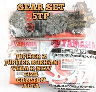 GEAR SET PLUS RANTAI YAMAHA 5TP KUALITAS ASLI ORIGINAL YAMAHA  sangat bagus presisi kokoh tidak buny